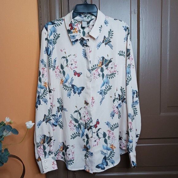 H&M Women's US 6 Multicolor Button Down Shirt Blouse - Picture 1 of 10